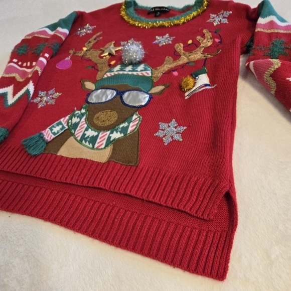 United‎ States Sweaters Women's Ugly Christmas Reindeer 3D Long Sleeve Medium - Picture 14 of 16